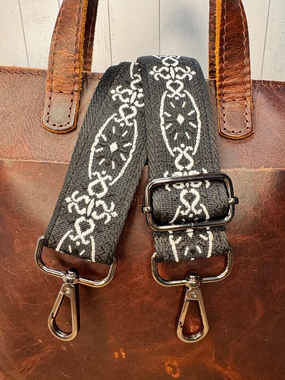 Black White Boho Purse Strap Wide Bag Strap Boho Crossbody Purse Strap